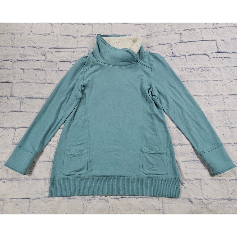 Soft Surroundings Pullover Tunic Womens Small Blue Sherpa Funnel Neck